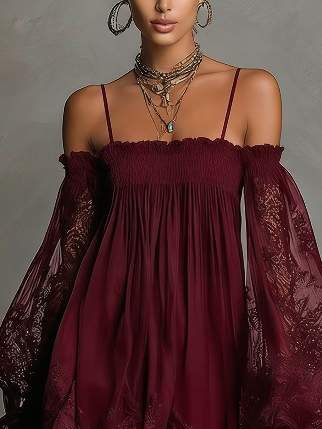 Sofía - Vestido Mini Azul Marino de Gasa con Hombros Descubiertos