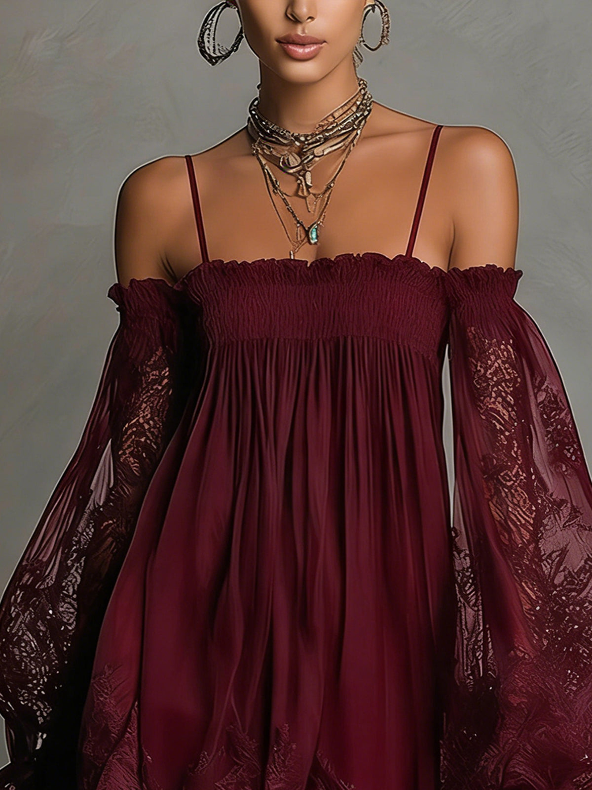 Sofía - Vestido Mini Azul Marino de Gasa con Hombros Descubiertos