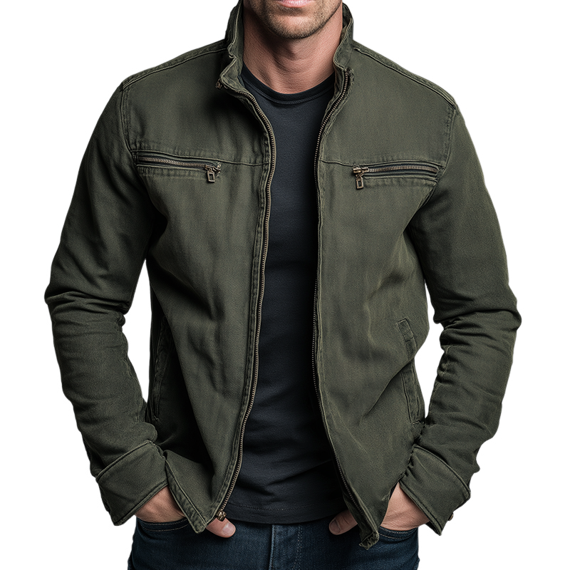 Germán - Chaqueta Vintage de Algodón Con Cremallera