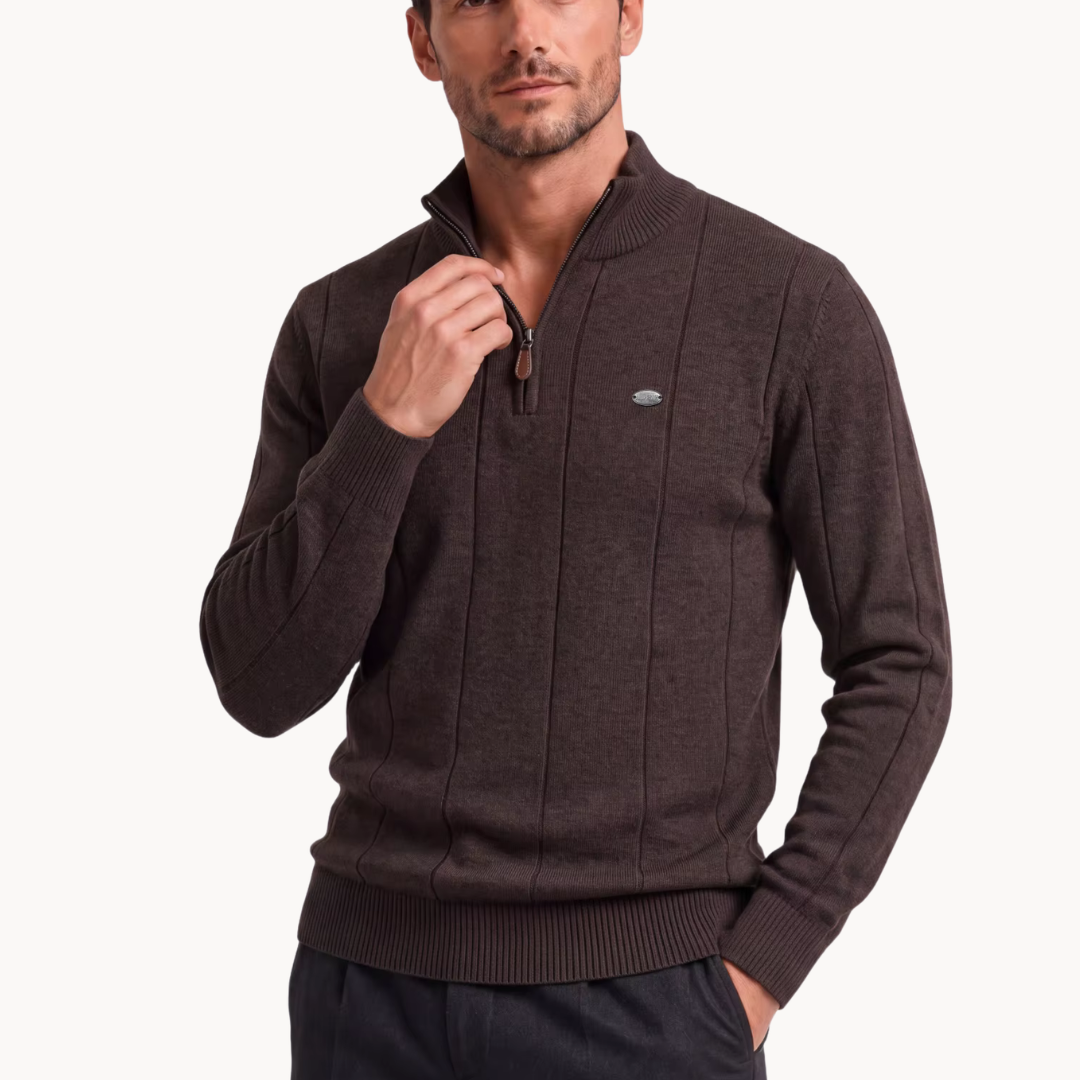 Jersey Ledger de Canalé con Media Cremallera