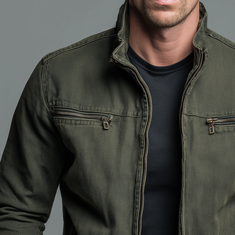 Germán - Chaqueta Vintage de Algodón Con Cremallera