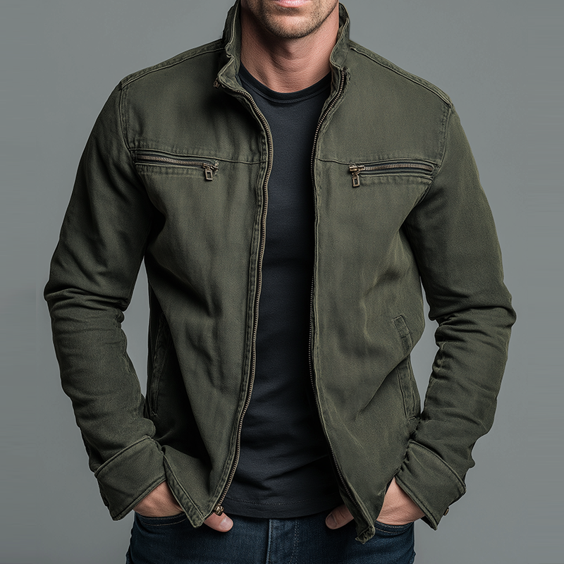 Germán - Chaqueta Vintage de Algodón Con Cremallera