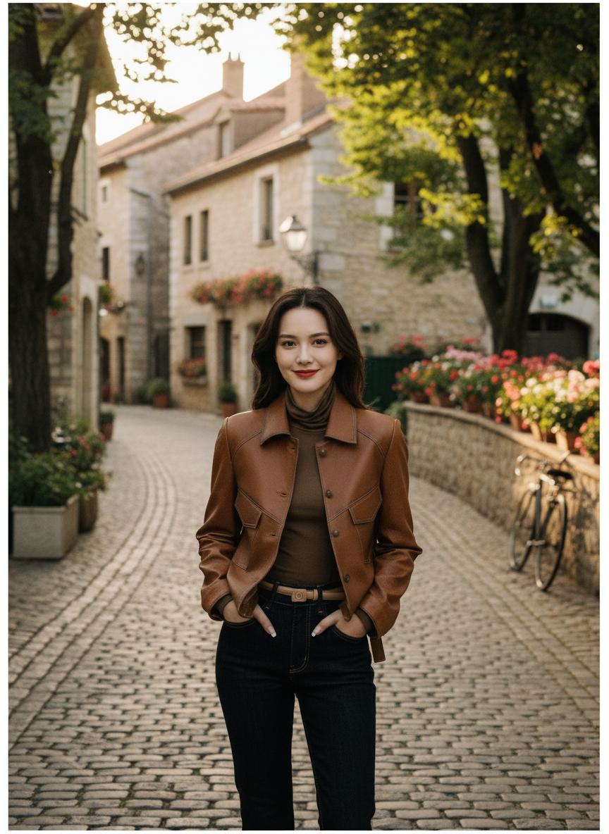 Amara | Chaqueta de Cuero de Mujer con Diseño de Hombros Acolchados y Cierre de Cremallera
