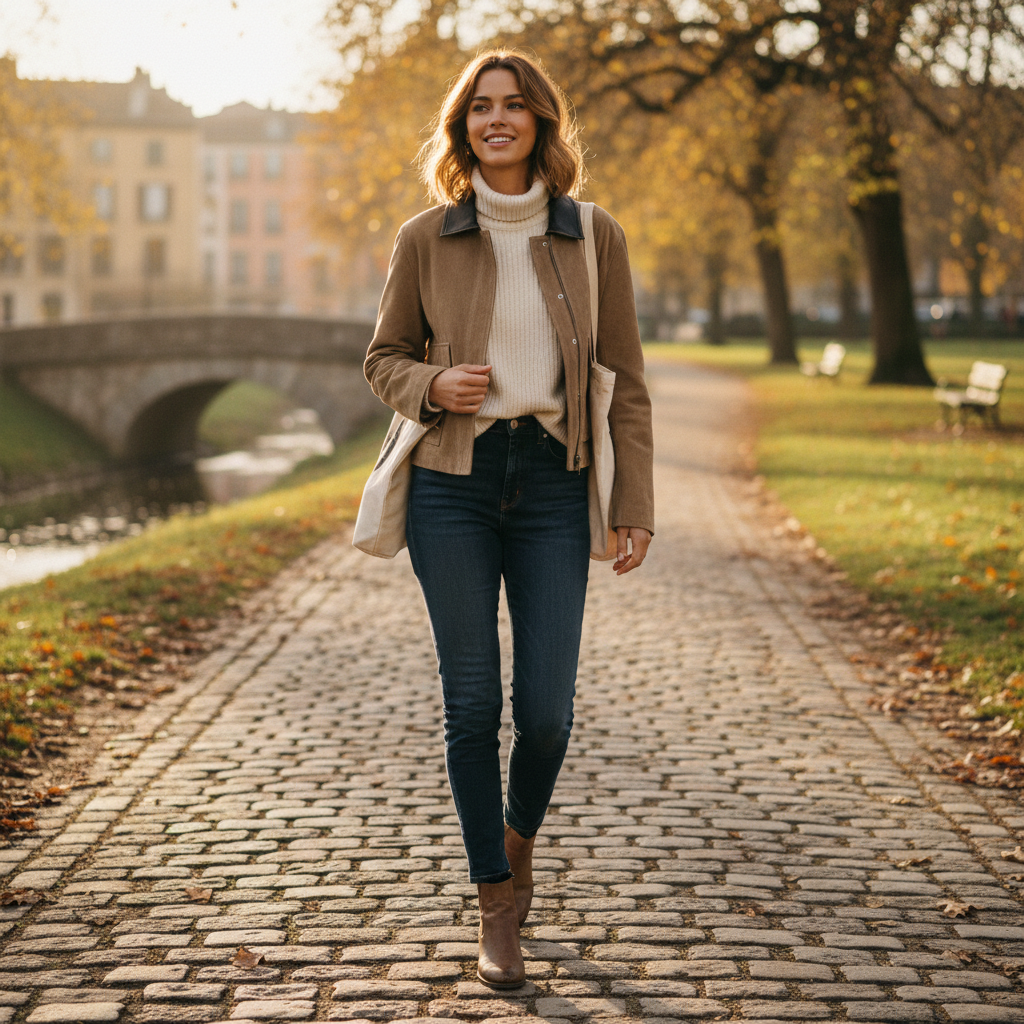 Arielle | Chaqueta Bomber de Mujer con Bolsillos de Parche y Cuello de Contraste | Moderna