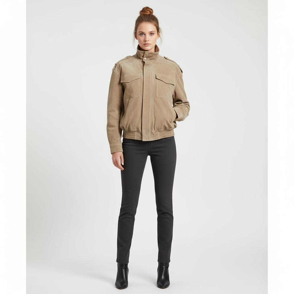 Ava | Chaqueta Bomber de Mujer con Cuello Alto y Bolsillos en el Pecho | Utilitaria