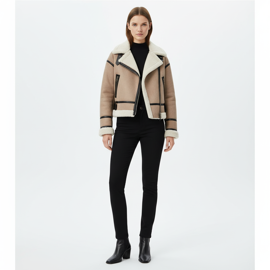 Ava | Chaqueta Bomber de Mujer con Cuello Alto y Cierre de Cremallera | Invierno