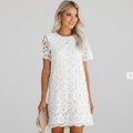 Ava | Minivestido de Encaje de Mujer con Manga Corta y Diseño Calado | Verano