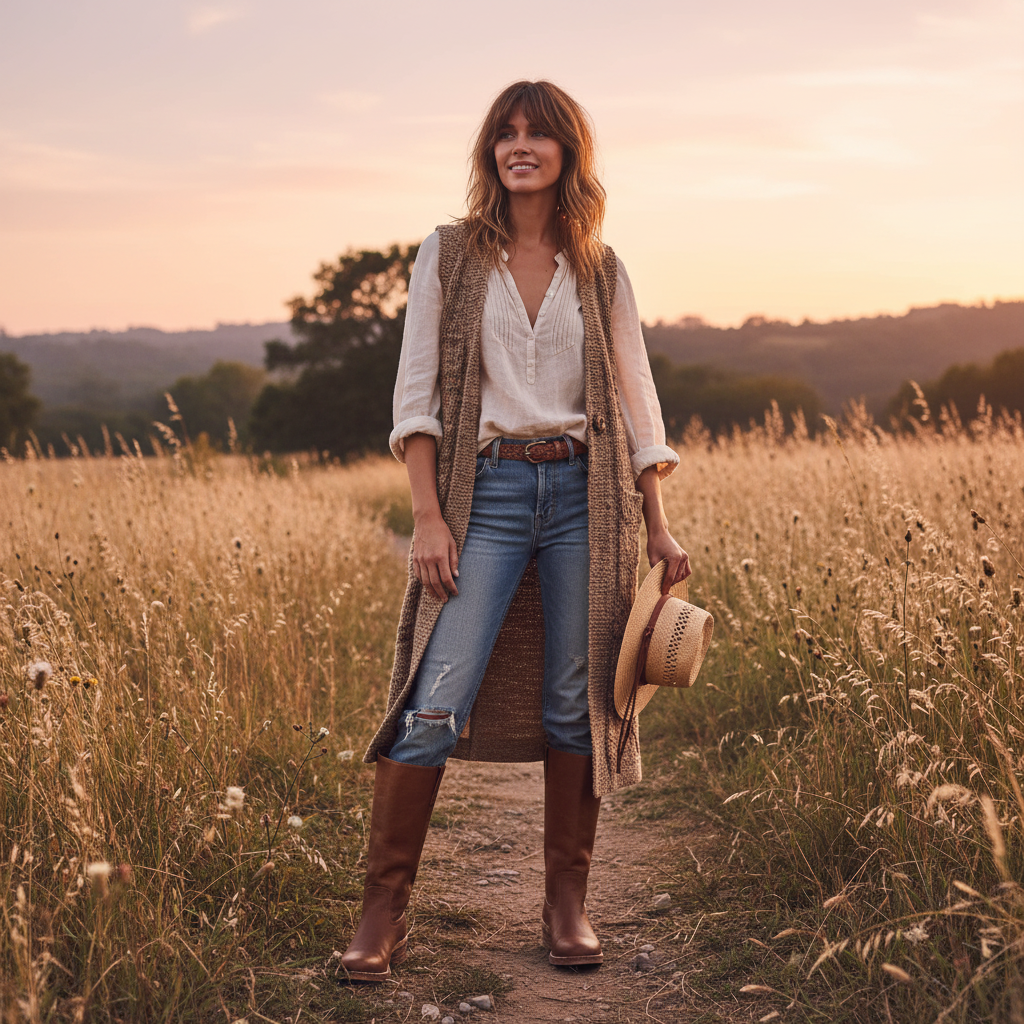 Ava | Botas Altas de Mujer de Piel con Tacón Ancho y Diseño de Paneles | Clásicas