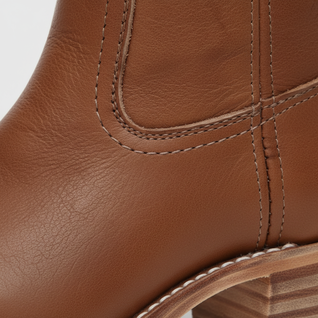 Ava | Botas Altas de Mujer de Piel con Tacón Ancho y Diseño de Paneles | Clásicas