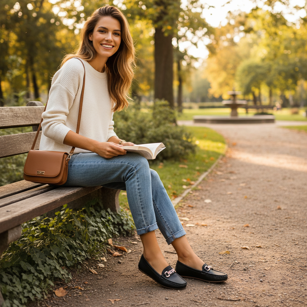 Ava | Mocasines de Mujer con Herrajes Dorados y Diseño Slip-On | Casual