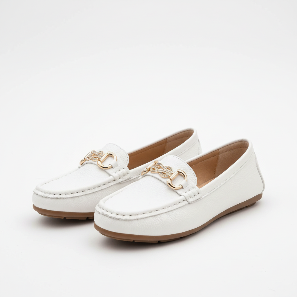 Ava | Mocasines de Mujer con Herrajes Dorados y Diseño Slip-On | Casual