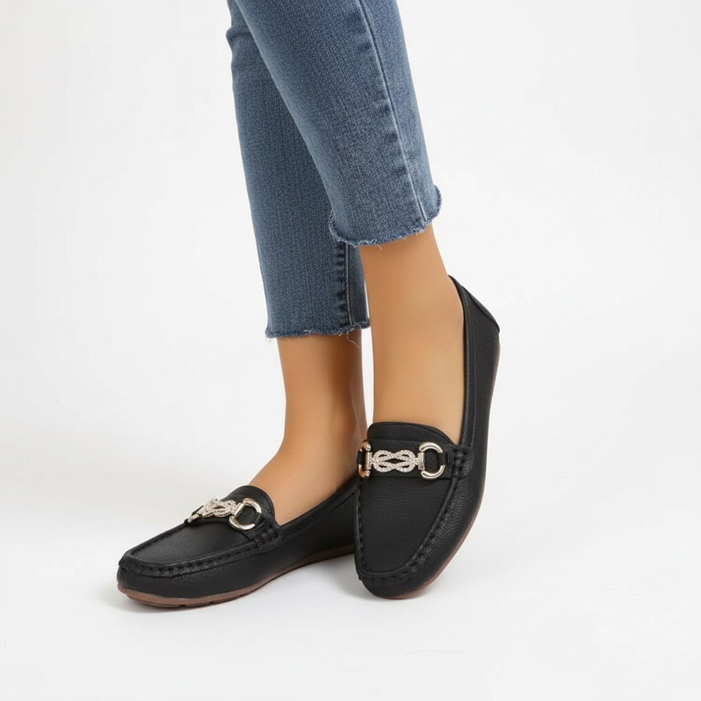 Ava | Mocasines de Mujer con Herrajes Dorados y Diseño Slip-On | Casual