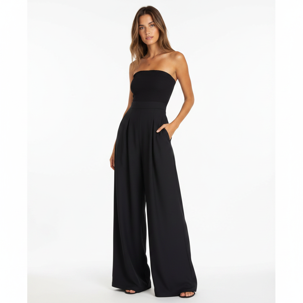 Ava | Mono de Mujer sin Tirantes con Pernera Ancha | Elegante