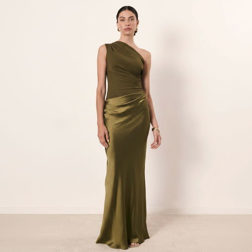 Ava | Vestido de Mujer de Un Hombro con Escote Asimétrico y Detalle Drapeado | Elegante
