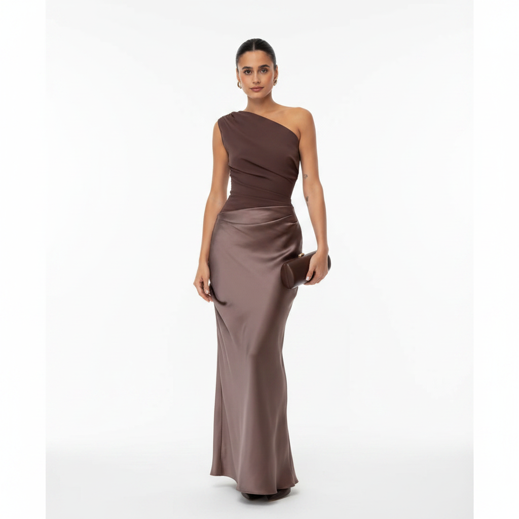 Ava | Vestido de Mujer de Un Hombro con Escote Asimétrico y Detalle Drapeado | Elegante