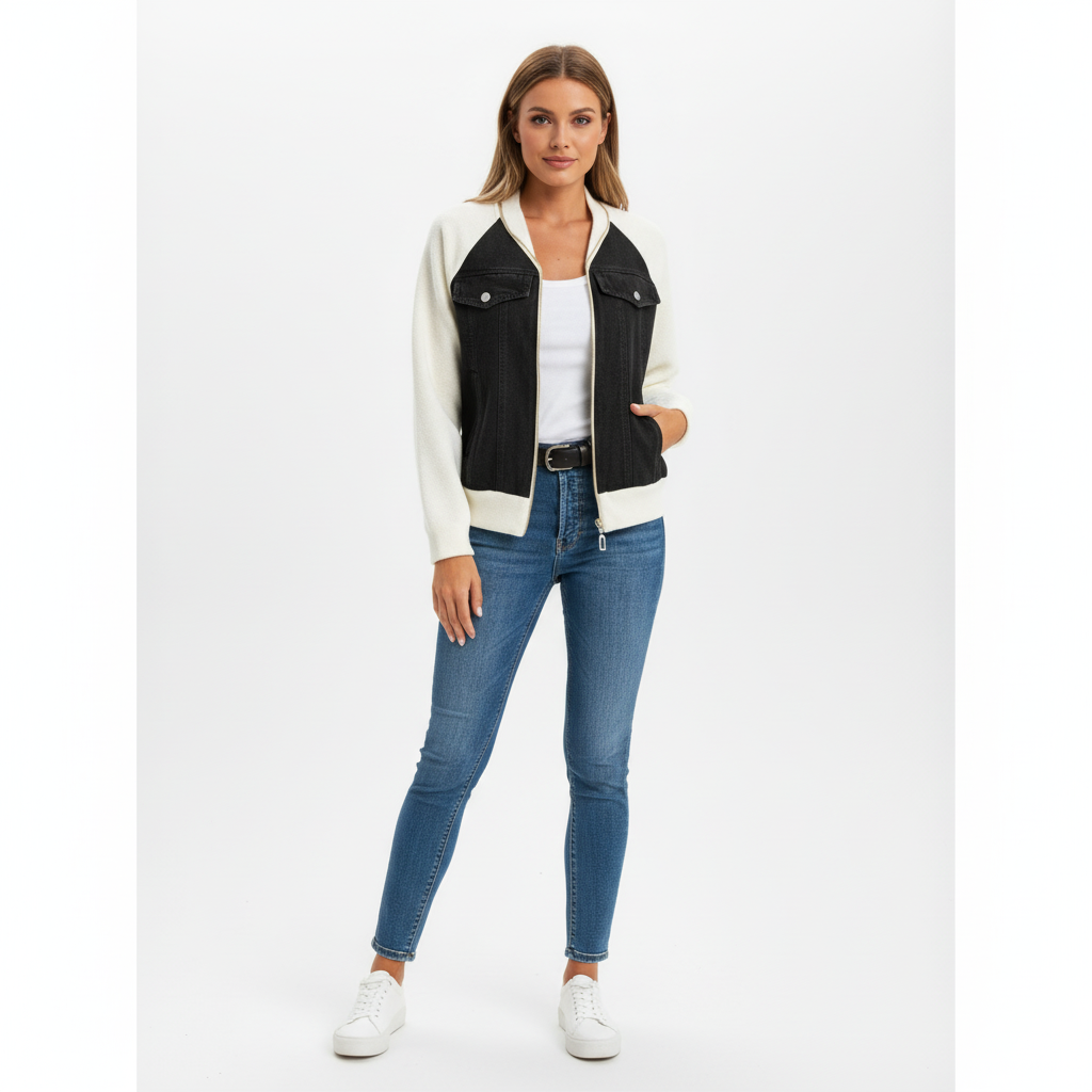 Ava | Chaqueta Sherpa de Mujer con Cierre de Cremallera y Bolsillos en el Pecho | Casual