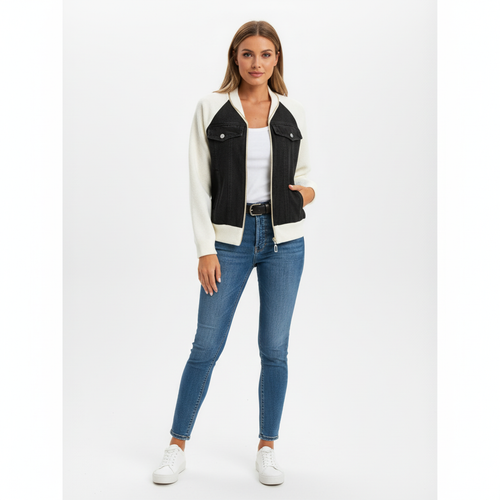 Ava | Chaqueta Sherpa de Mujer con Cierre de Cremallera y Bolsillos en el Pecho | Casual
