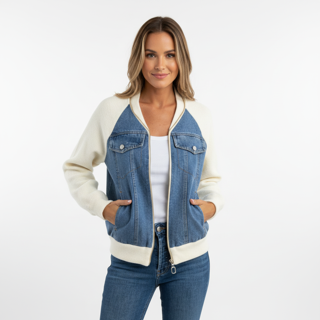 Ava | Chaqueta Sherpa de Mujer con Cierre de Cremallera y Bolsillos en el Pecho | Casual
