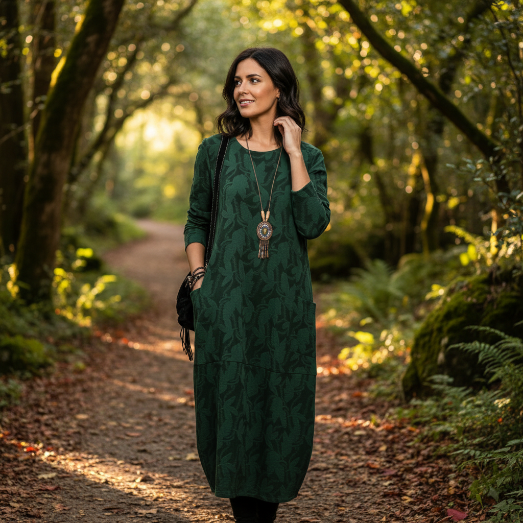 Ava | Vestido de Mujer para Invitada de Boda con Manga Larga y Bolsillos Laterales | Casual