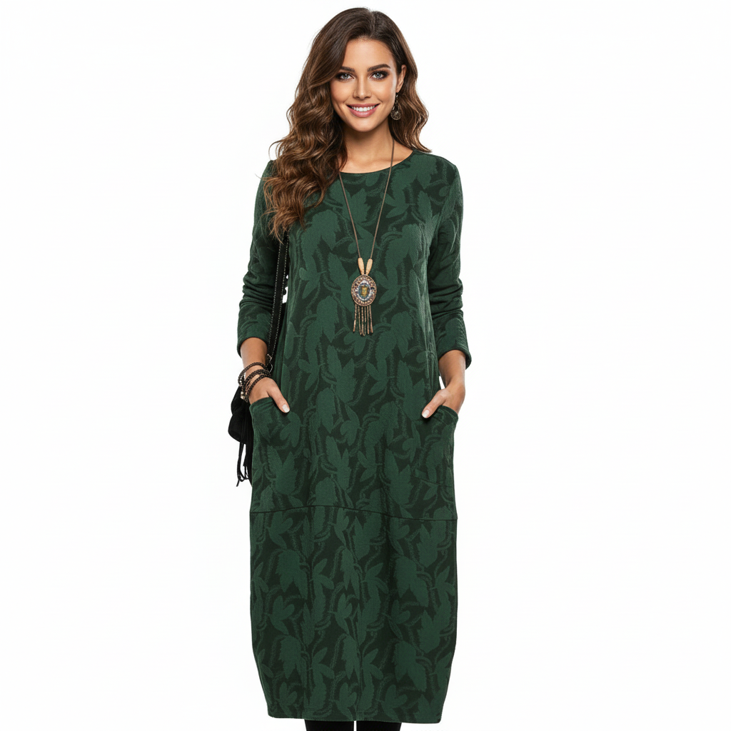 Ava | Vestido de Mujer para Invitada de Boda con Manga Larga y Bolsillos Laterales | Casual
