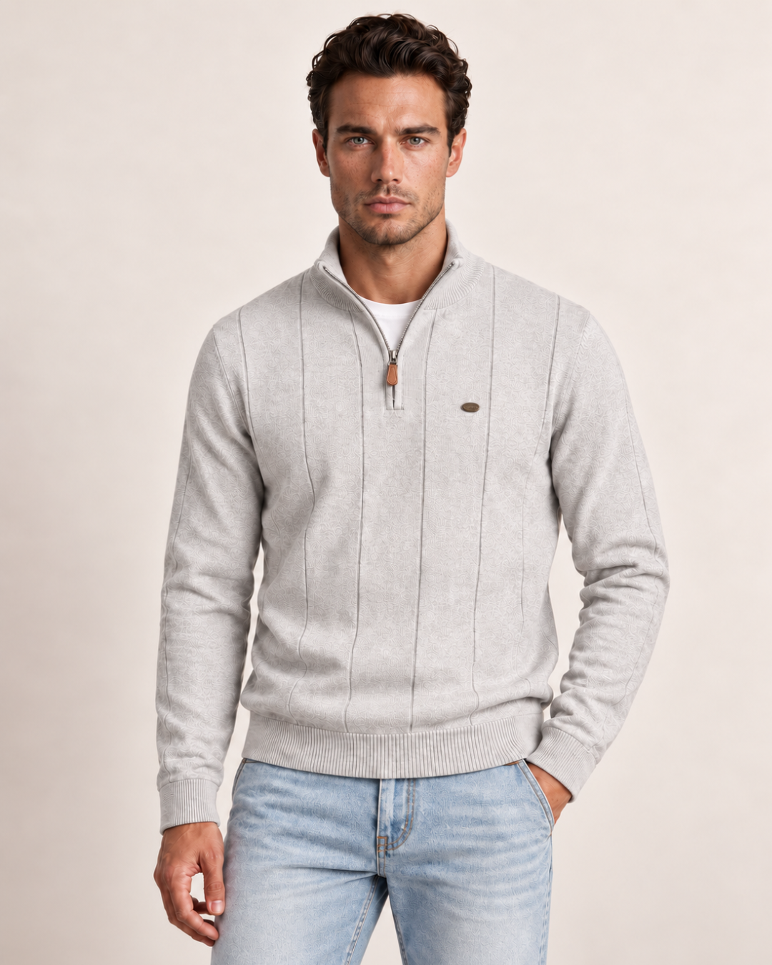 Jersey Ledger de Canalé con Media Cremallera
