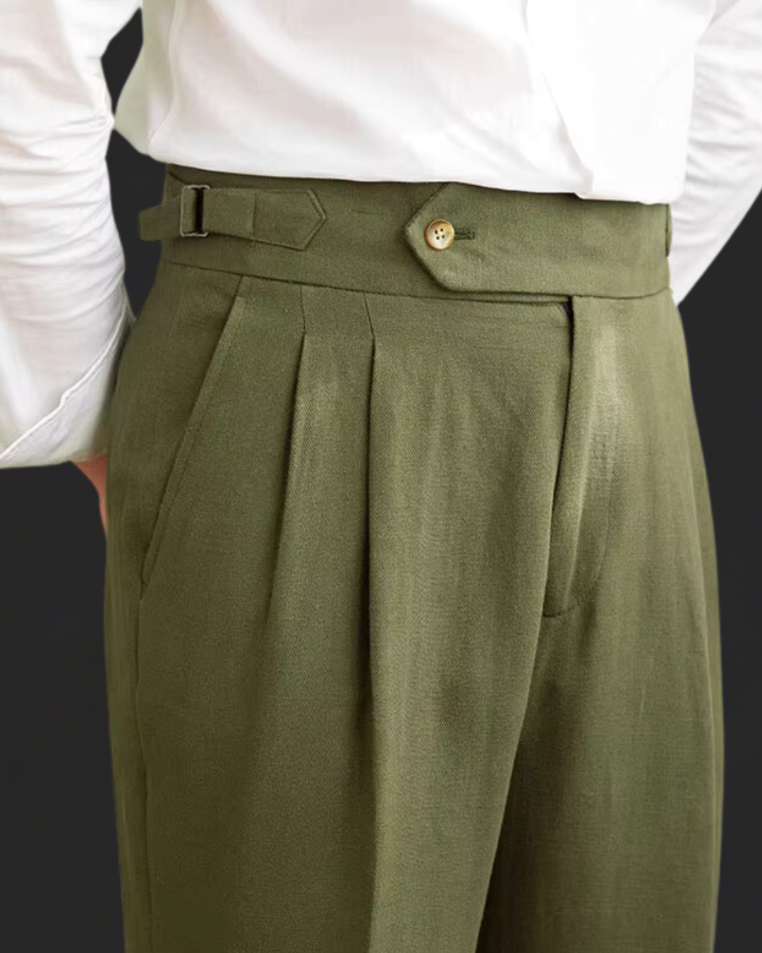 Pantalón Vento de Lino y Algodón con Pinzas