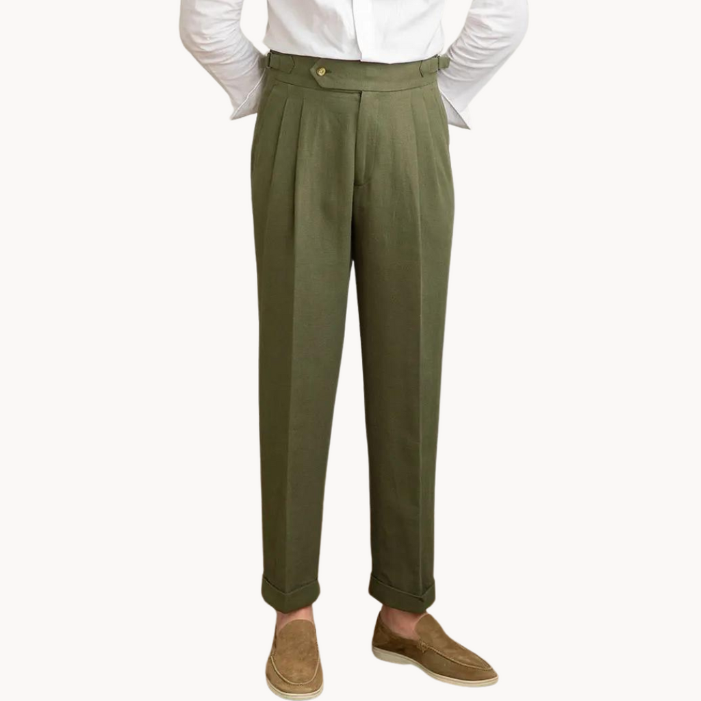 Pantalón Vento de Lino y Algodón con Pinzas