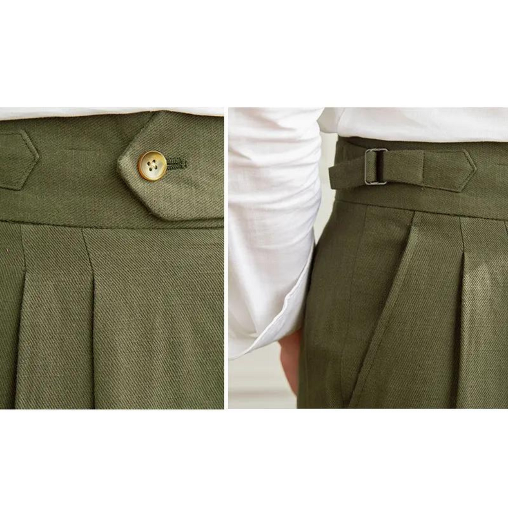 Pantalón Vento de Lino y Algodón con Pinzas