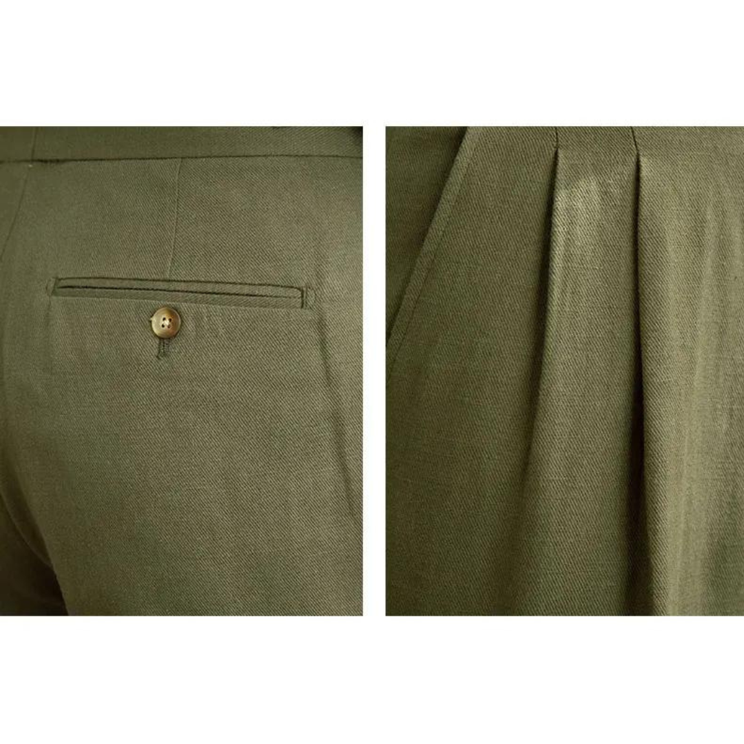 Pantalón Vento de Lino y Algodón con Pinzas