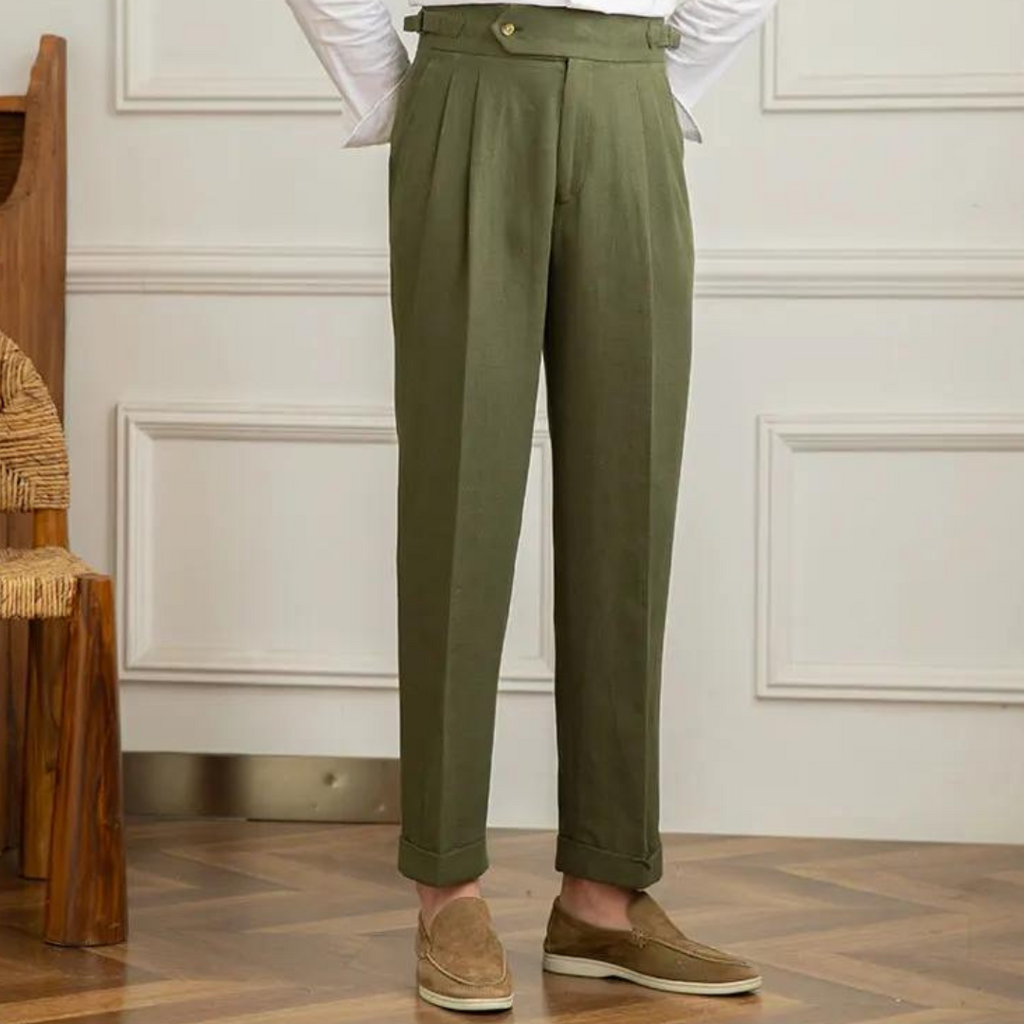 Pantalón Vento de Lino y Algodón con Pinzas