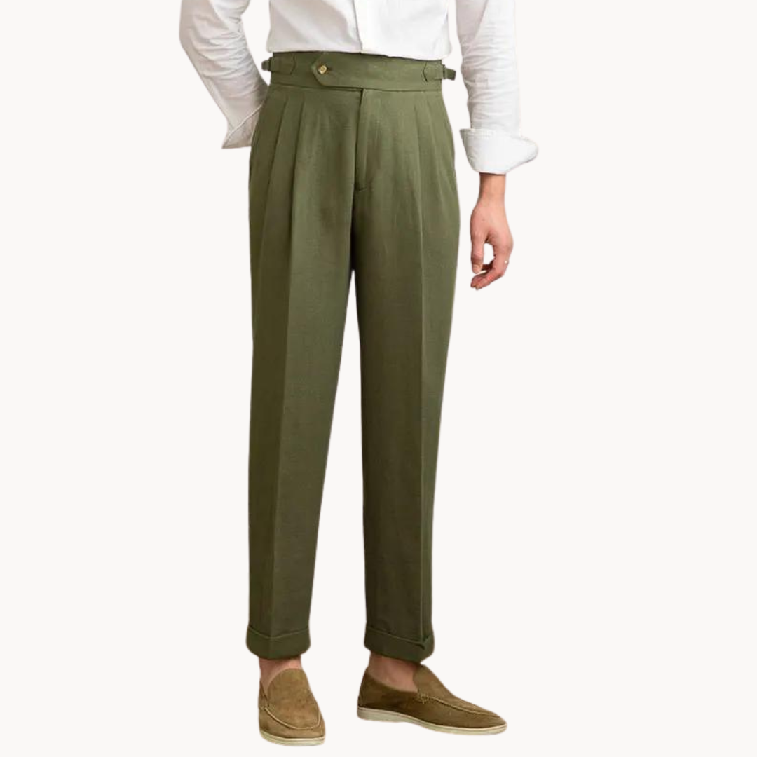 Pantalón Vento de Lino y Algodón con Pinzas