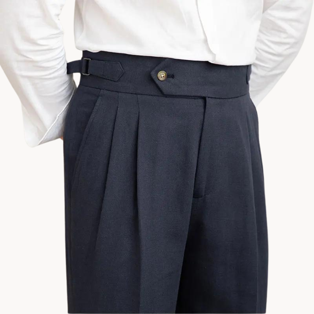 Pantalón Vento de Lino y Algodón con Pinzas
