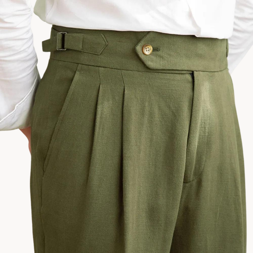 Pantalón Vento de Lino y Algodón con Pinzas