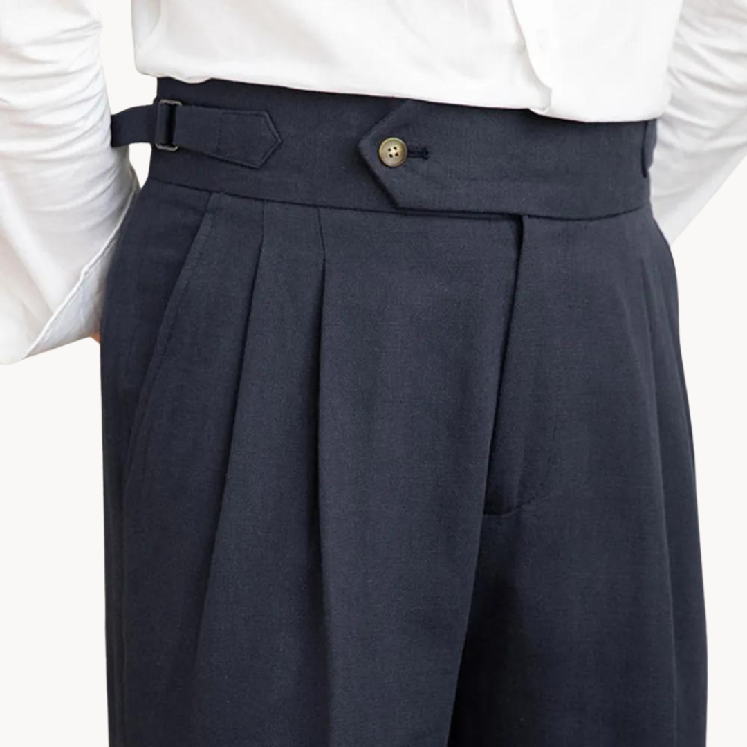 Pantalón Vento de Lino y Algodón con Pinzas