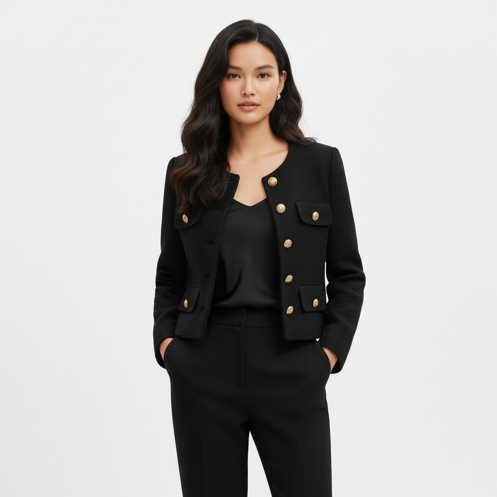 Brielle | Chaqueta Bomber de Mujer con Botones Delanteros y Bolsillos de Parche | Chic