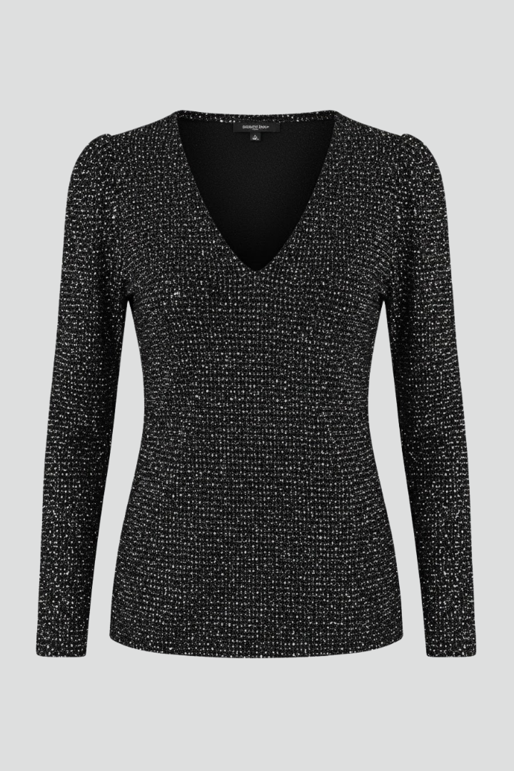Lurdes - Top de mujer con escote en V y mangas largas.