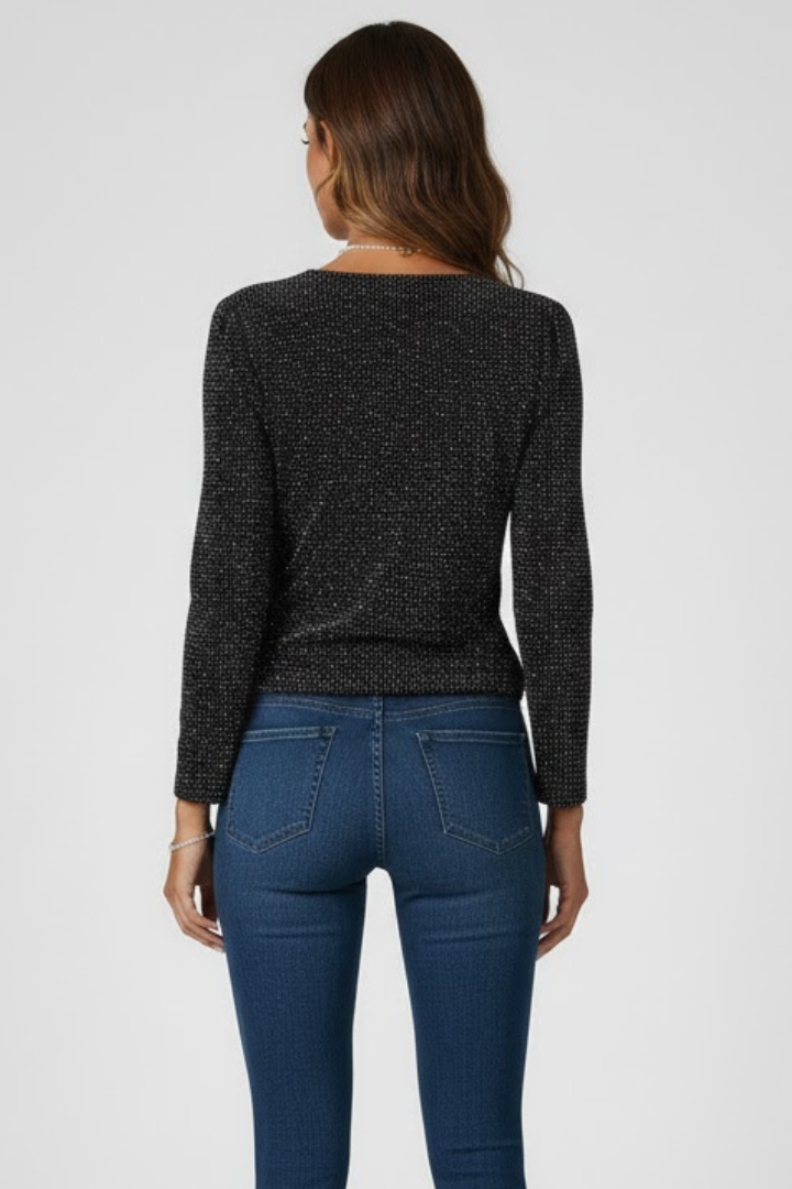 Lurdes - Top de mujer con escote en V y mangas largas.