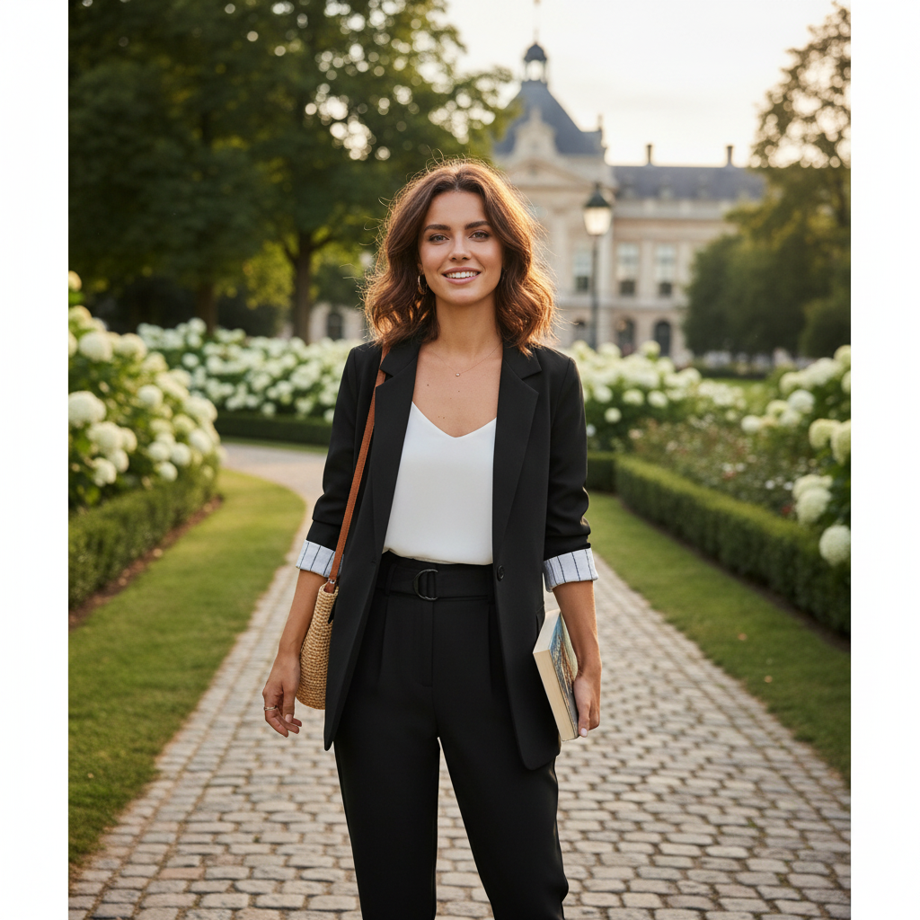 Charlotte | Blazer, Pantalón y Top de Mujer con Manga Larga y Detalle Plisado | Elegante