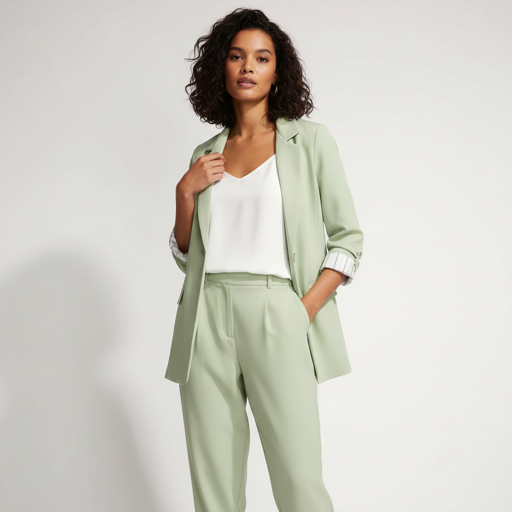 Charlotte | Blazer, Pantalón y Top de Mujer con Manga Larga y Detalle Plisado | Elegante