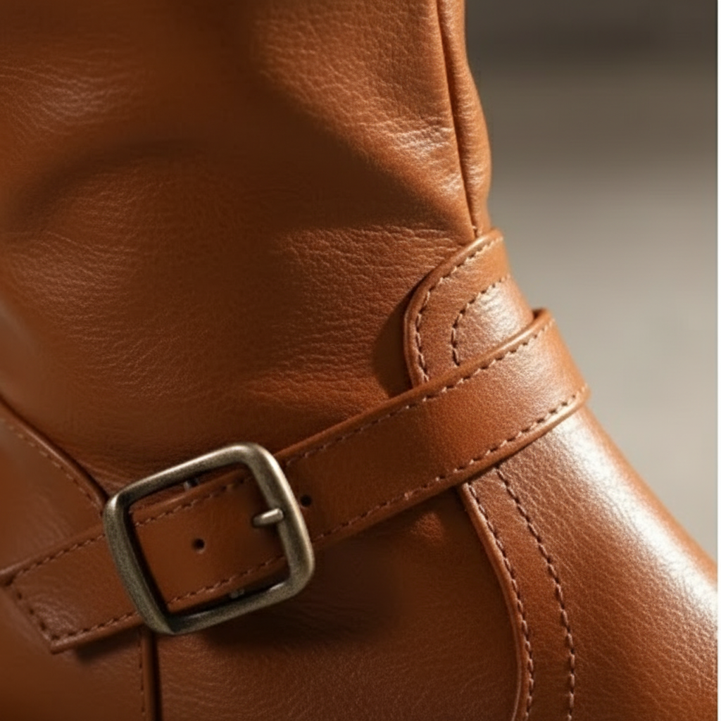 Charlotte | Botas de Piel de Mujer con Detalle de Hebilla y Cierre de Cremallera | Clásico