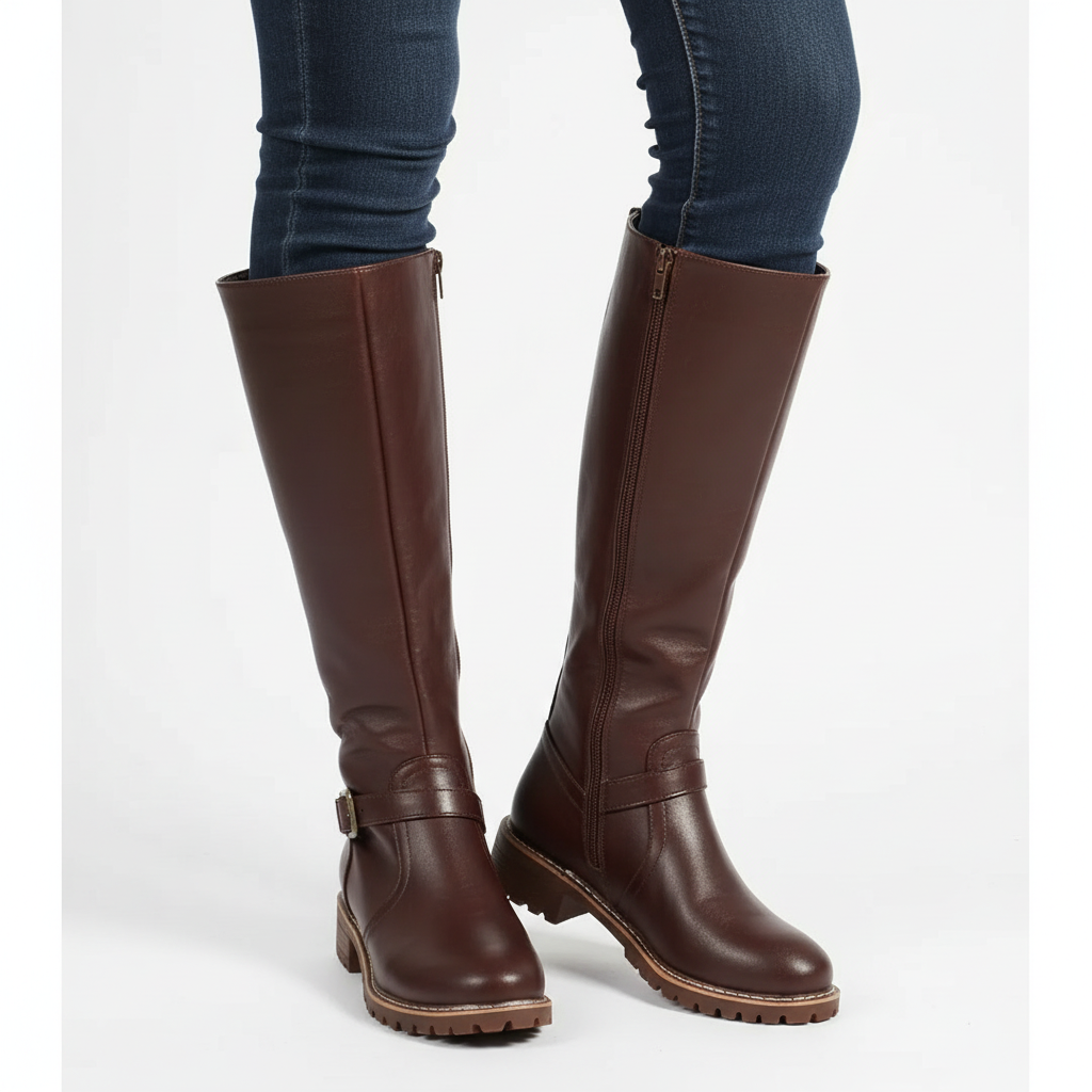 Charlotte | Botas de Piel de Mujer con Detalle de Hebilla y Cierre de Cremallera | Clásico