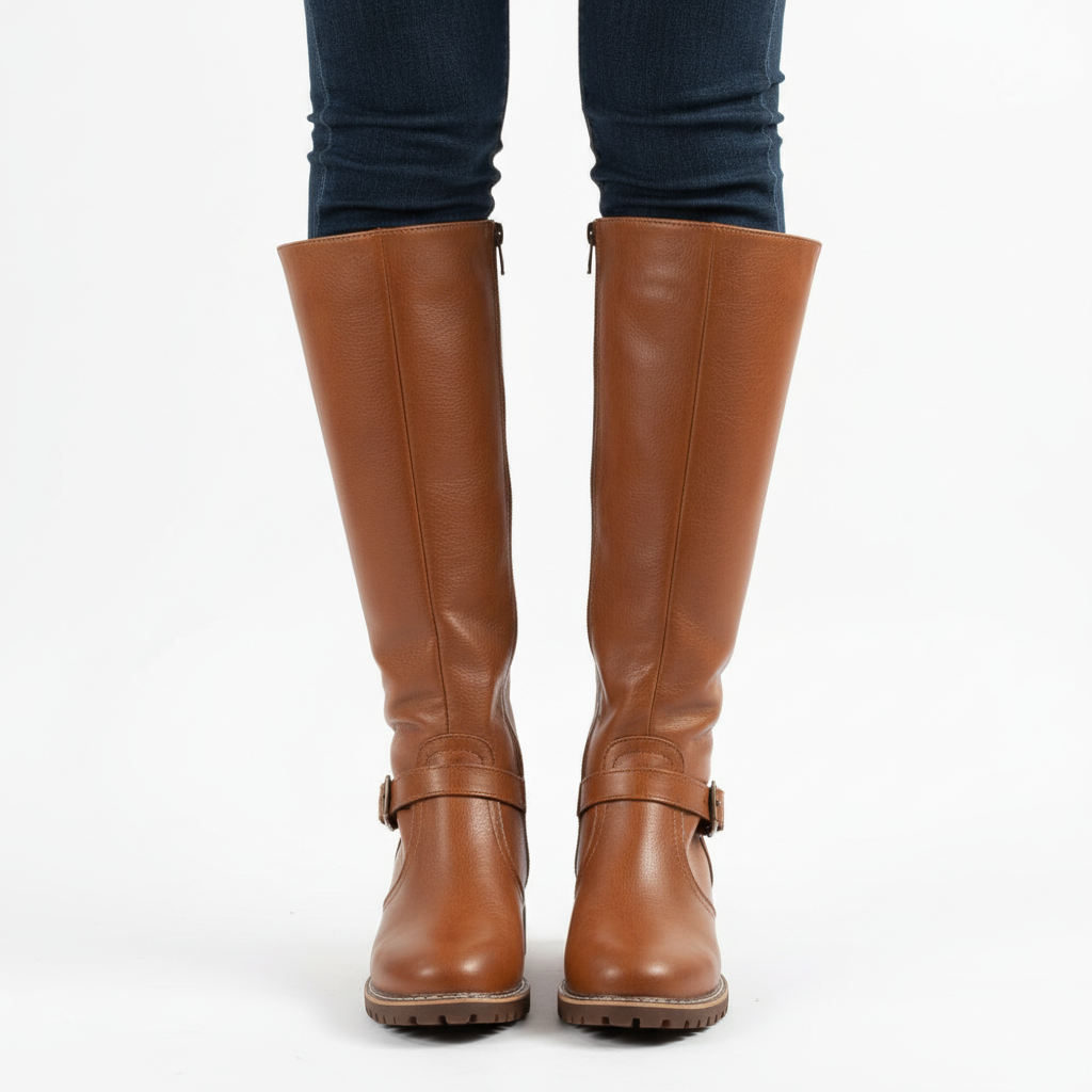 Charlotte | Botas de Piel de Mujer con Detalle de Hebilla y Cierre de Cremallera | Clásico