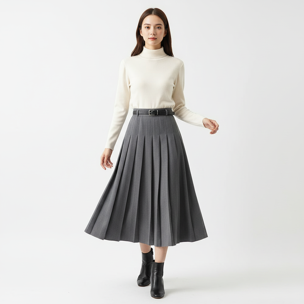 Charlotte | Falda Midi de Mujer con Diseño Plisado y Detalle de Cinturón | Elegante
