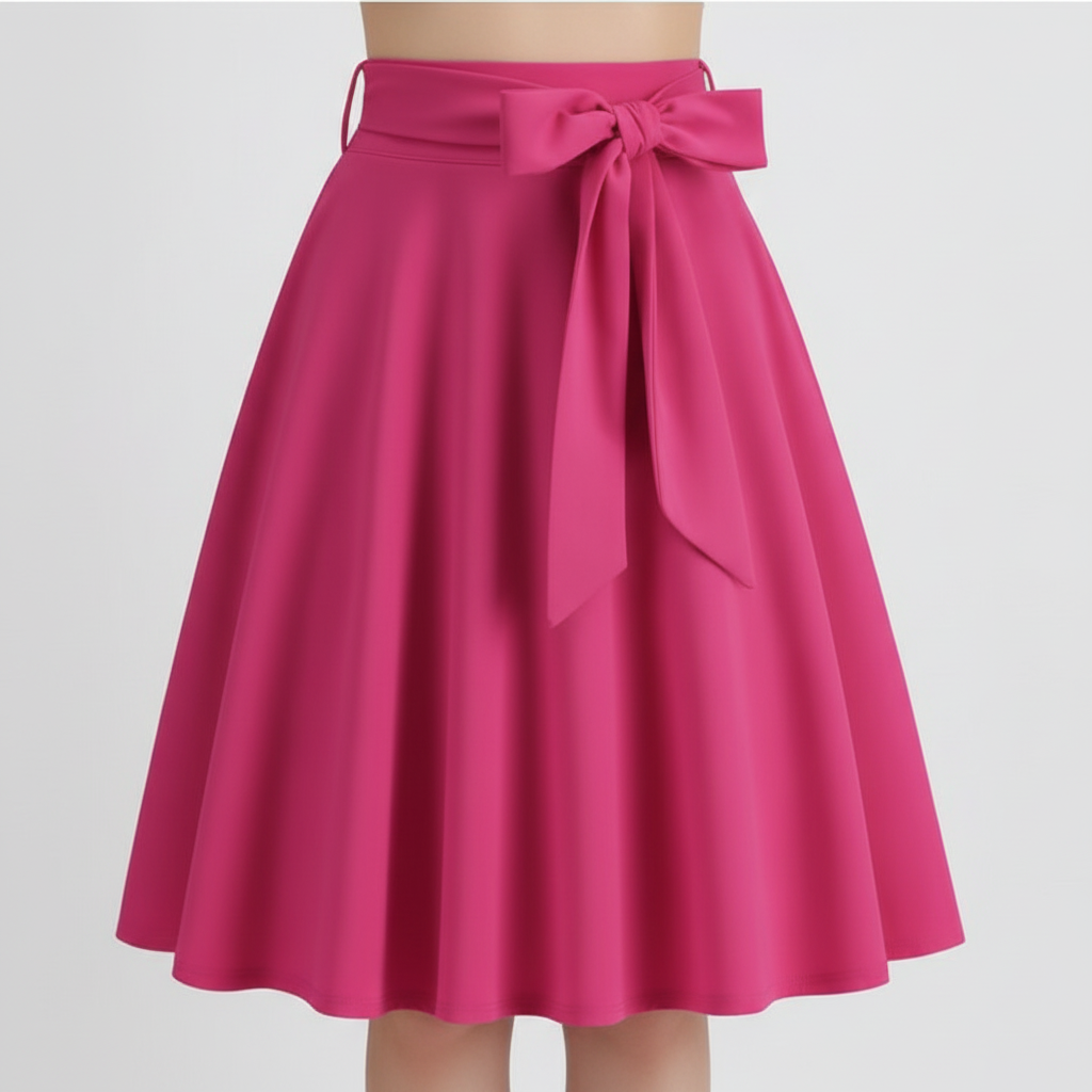 Charlotte | Falda Midi de Mujer con Diseño Plisado y Detalle de Lazo en la Cintura | Elegante