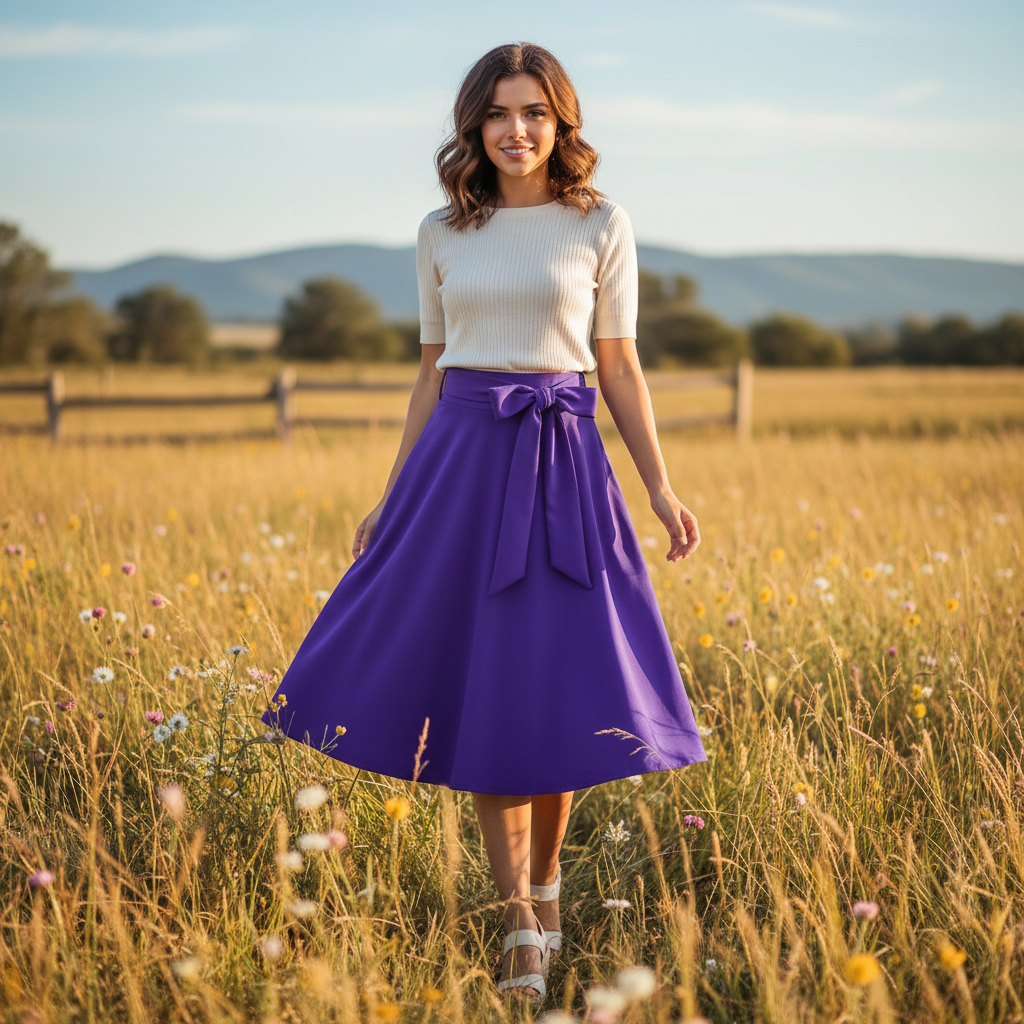 Charlotte | Falda Midi de Mujer con Diseño Plisado y Detalle de Lazo en la Cintura | Elegante