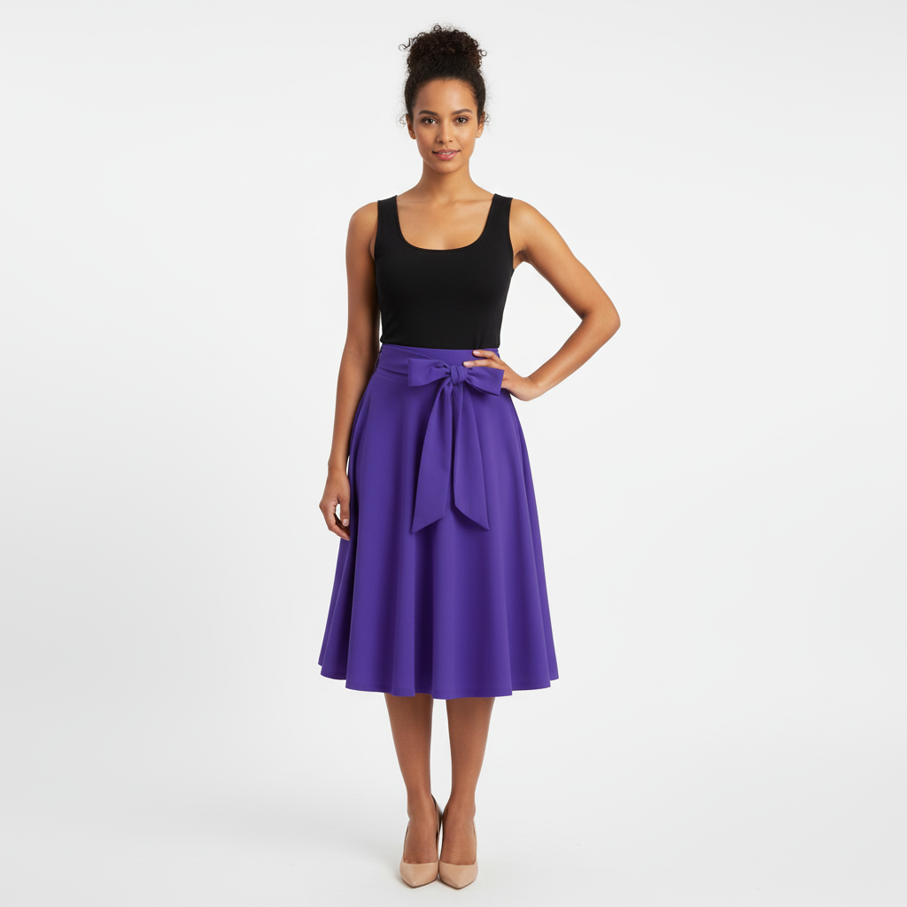 Charlotte | Falda Midi de Mujer con Diseño Plisado y Detalle de Lazo en la Cintura | Elegante
