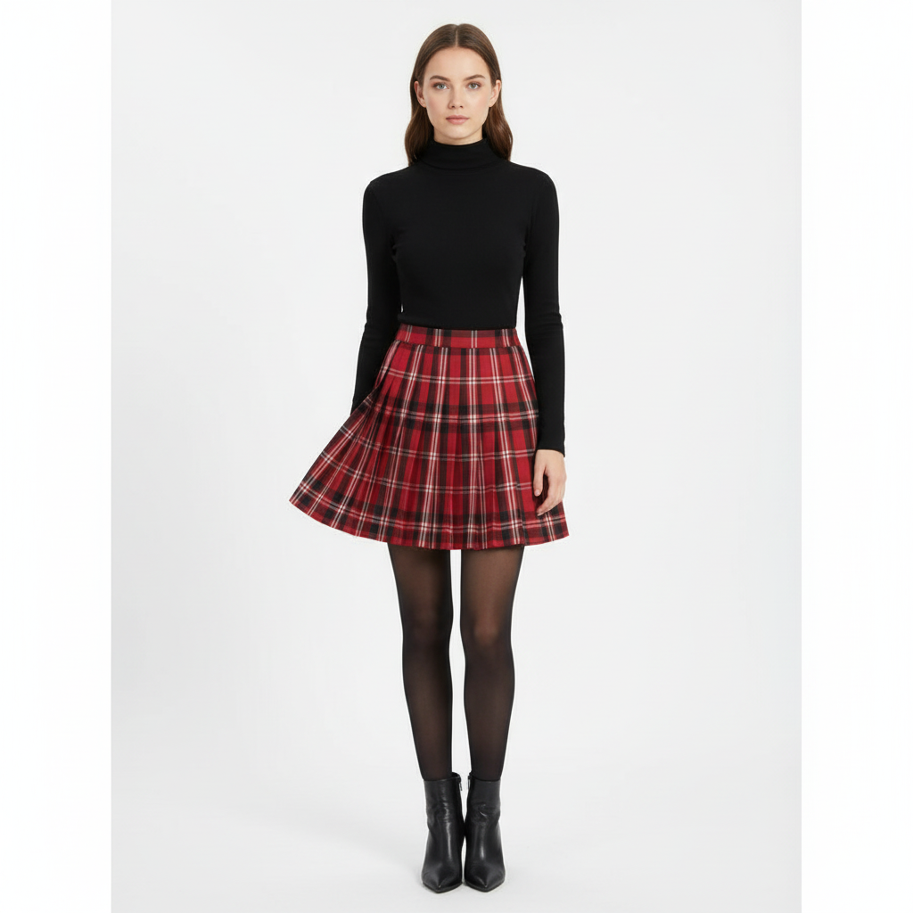 Charlotte | Minifalda de Mujer con Diseño Plisado y Estampado de Cuadros | Preppy