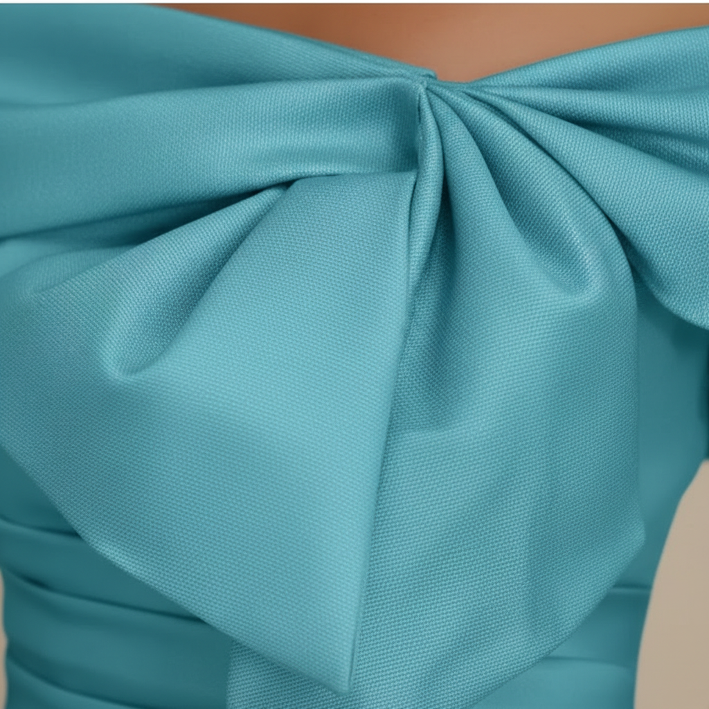 Charlotte | Vestido de Mujer para Invitada de Boda con Escote Descubierto y Detalle de Lazo | Elegante
