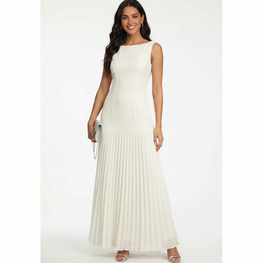 Charlotte | Vestido de Mujer para Invitada de Boda Sin Mangas con Falda Plisada | Elegante