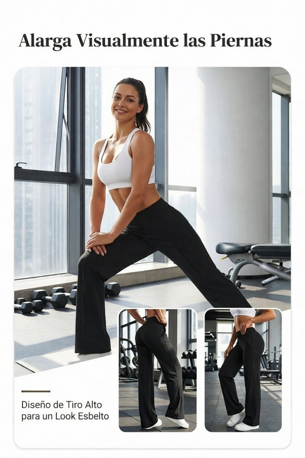 Jeniffer - Pantalones casuales de pierna ancha y talle alto para mujer